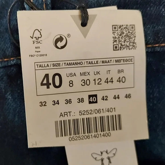 Zara High Rise Straight Ankle Denim Jean Size 8 NEW NWT All Cotton - Picture 9 of 10